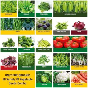 only for organic 20 variety of vegetable seeds combo pack with instruction manual.